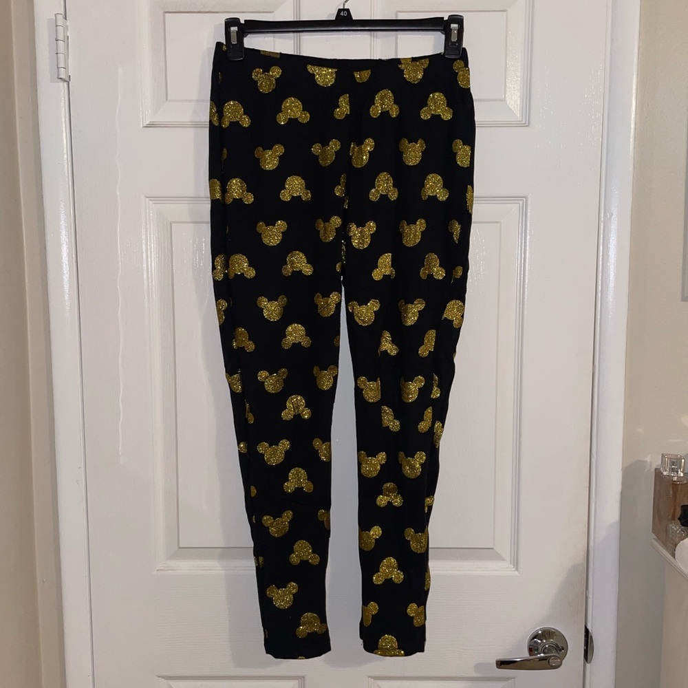 Torrid Disney Mickey Mouse Gold Glitter and Black Leggings